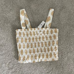 J Crew Smocked tube top in gathered floral block print size small NWT